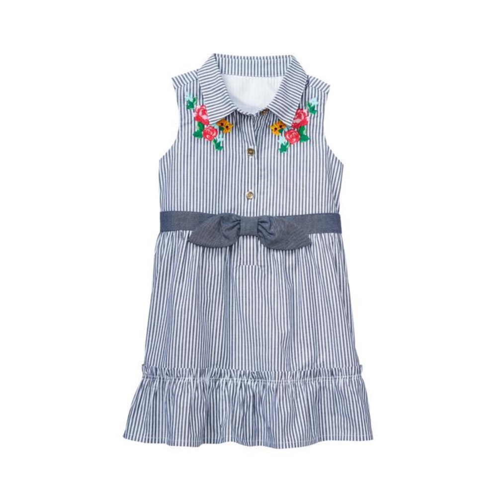 Janie and Jack Embroidered Stripe Shirtdress